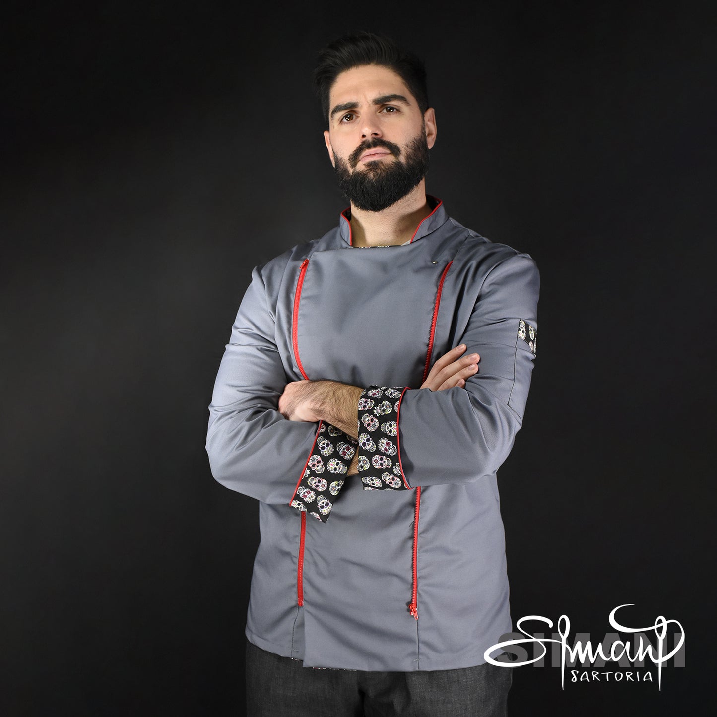 ZIPLINE GREY CALAVERA - Giacca Chef Uomo