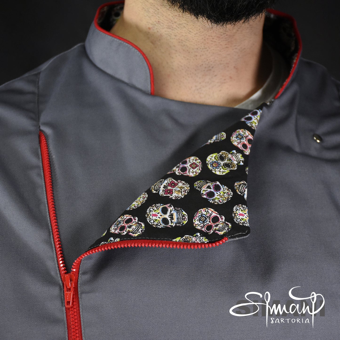 ZIPLINE GREY CALAVERA - Giacca Chef Uomo