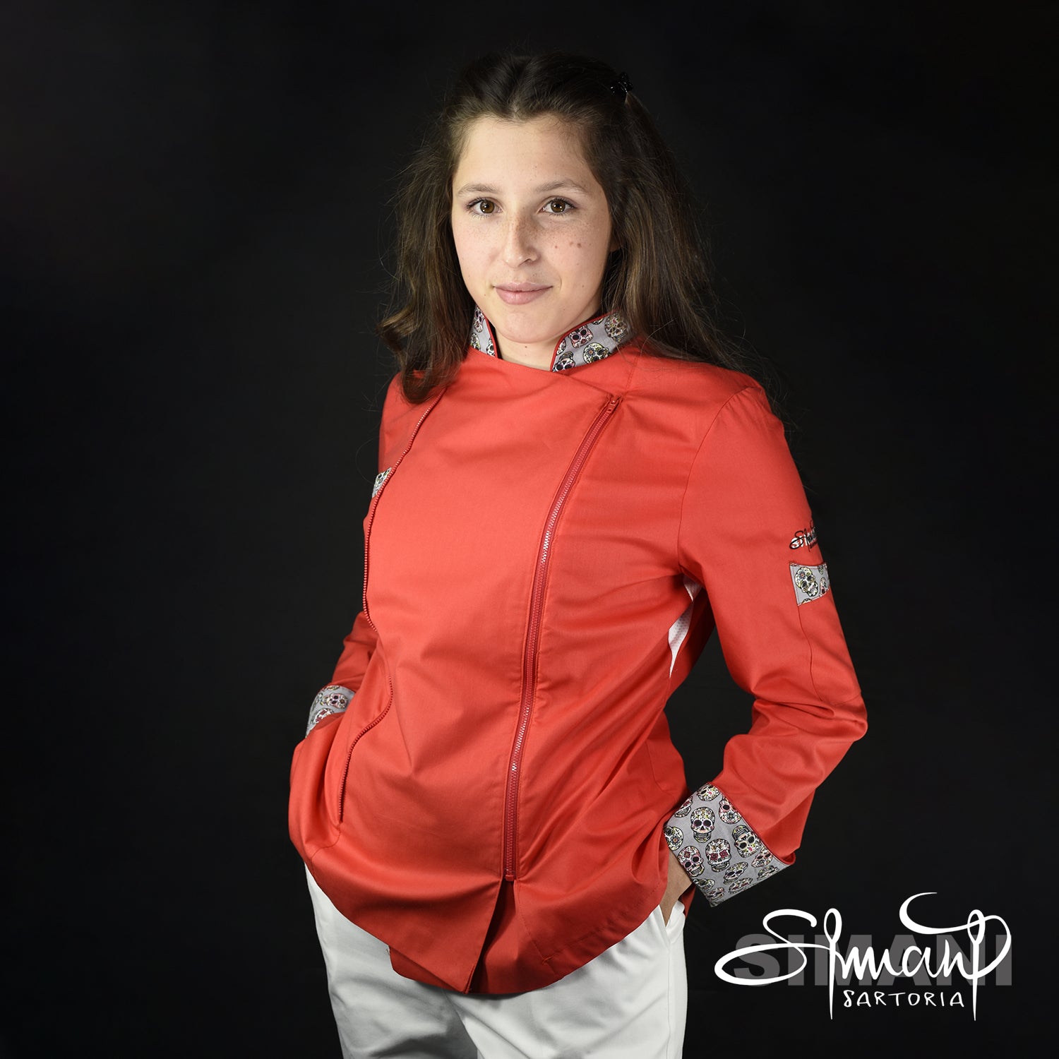 ZIPLINE RED CALAVERA - Woman Chef Jacket