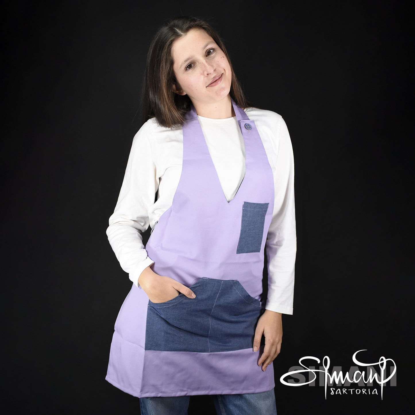 Grembiule da cucina donna Jeans Lavanda